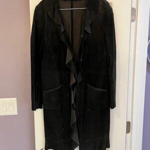 Suede Leather Ruffle Duster